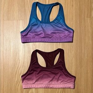 Lot of 2 Old Navy Active Kids Ombré Racerback Sports Bras, size girls L 10–12